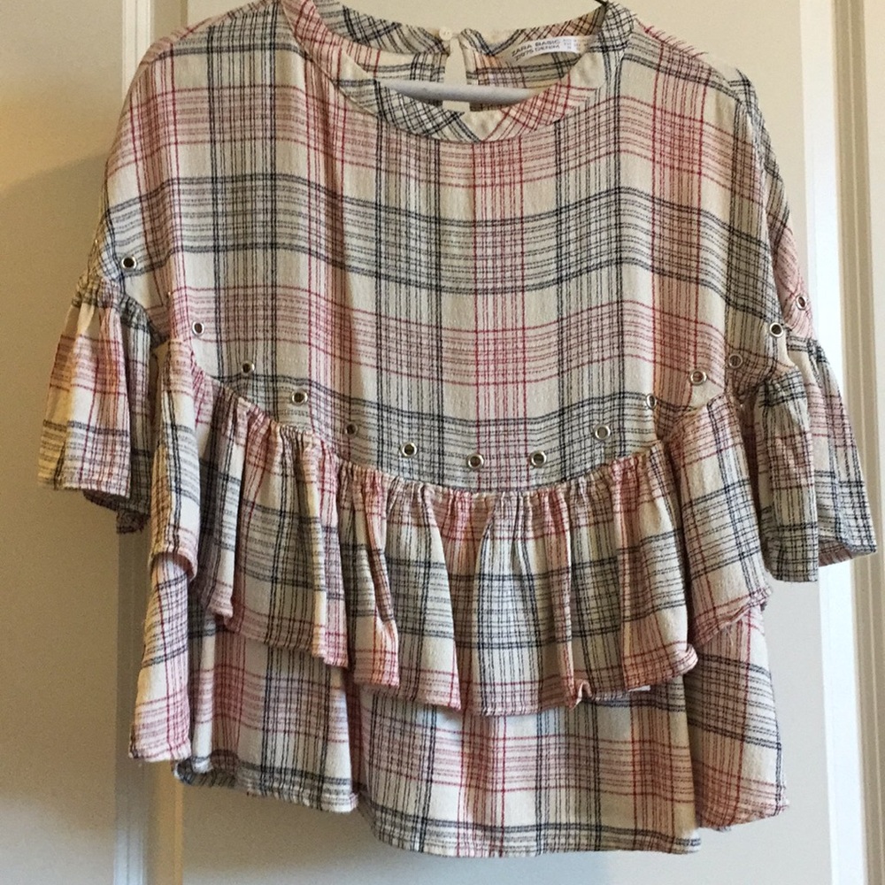 zara plaid ruffle too